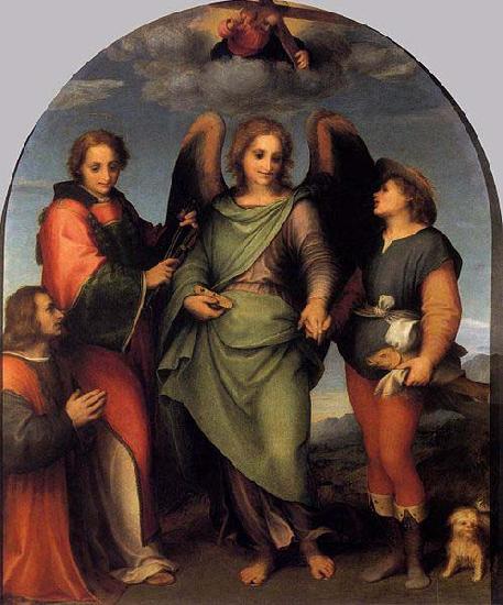 Andrea del Sarto Tobias and the Angel with St Leonard and Donor oil painting image